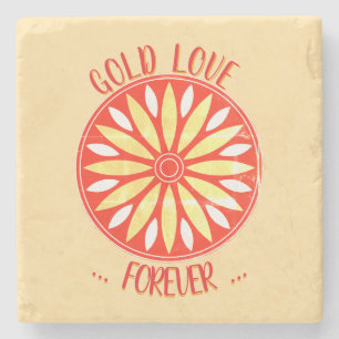 GOLDENE LIEBE ZUM VALENTINSTAG-JUBILÄUMSHOCHZEIT  STEINUNTERSETZER