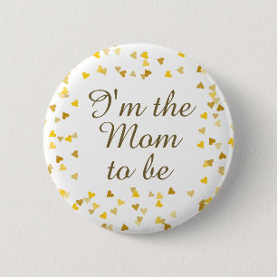 Goldene Liebesherzen Baby Shower / Sprinkle Button