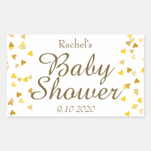 Goldene Liebesherzen Baby Shower / Sprinkle / Paar Rechteckiger Aufkleber
