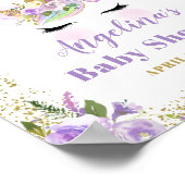 Goldene Lila Blütendusche Unicorn Kinderdusche Wil Poster (Ecke)