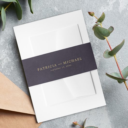 Goldene lila Hochzeitseinladung Einladungsbanderole