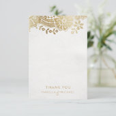 Goldene lila Vintage Hochzeitsfeier Danke (Stehend Vorderseite)