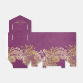 Goldene lila Vintage Spitzen-Gastgeschenk Hochzeit Geschenkschachtel (Ungefaltet)