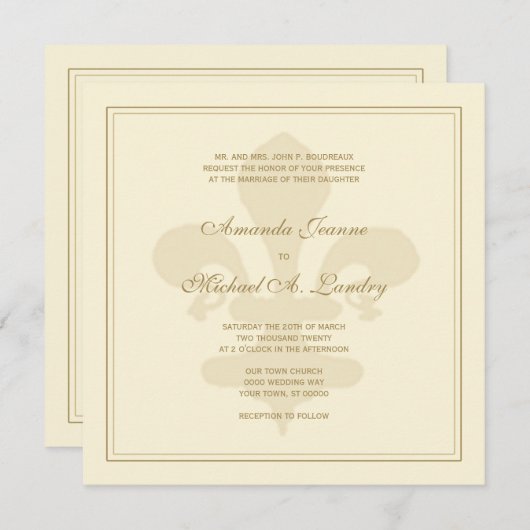 Goldene Lilie Einladung (Vorne/Hinten)