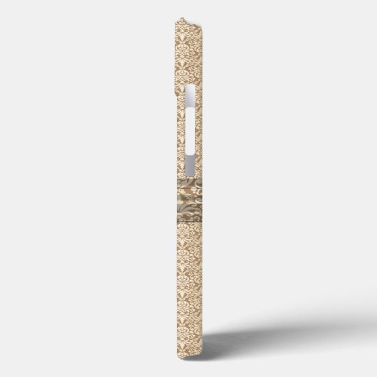 Goldene Lilie mit Cream Damask Muster Case-Mate iPhone Hülle (Rückseite / Links)