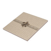 Goldene Lilie mit Cream Damask Muster Fliese (Seite)