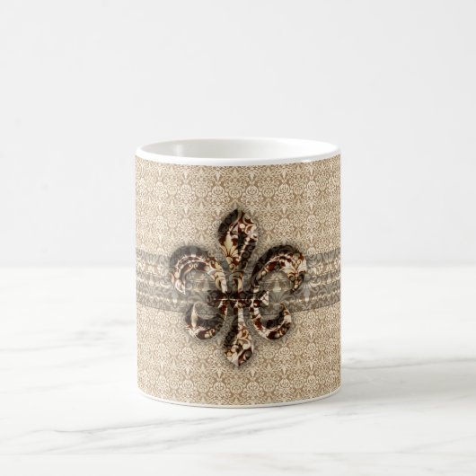 Goldene Lilie mit Cream Damask Muster Kaffeetasse (Mittel)