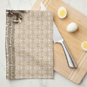 Goldene Lilie mit Cream Damask Muster Küchentuch (Viertel Falte)