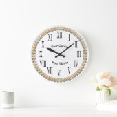 Goldene Lilie mit römischen Zahlen Große Wanduhr (Zuhause)