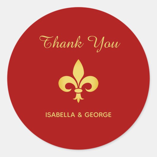 Goldene Lilie über Crimson Red Runder Aufkleber (Vorderseite)