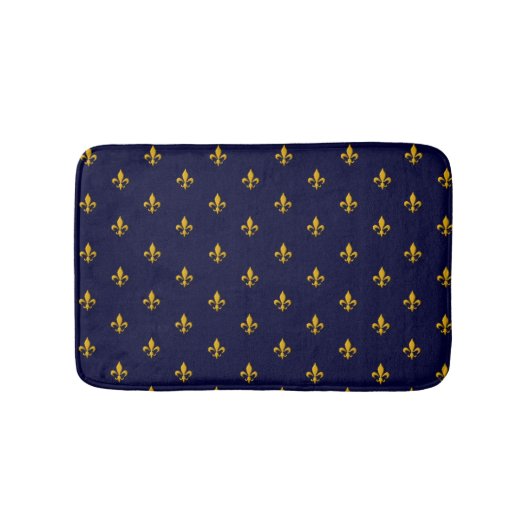 Goldene Lilie über Navy Blue Badematte (Vorderseite)