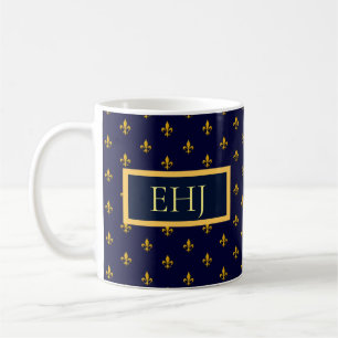 Goldene Lilie über Navy Blue Kaffeetasse