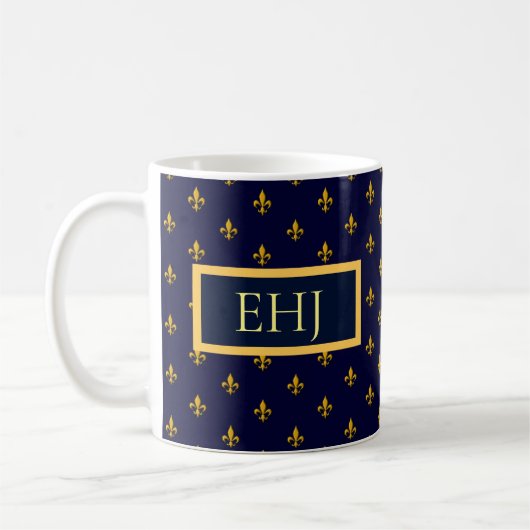 Goldene Lilie über Navy Blue Kaffeetasse (Links)