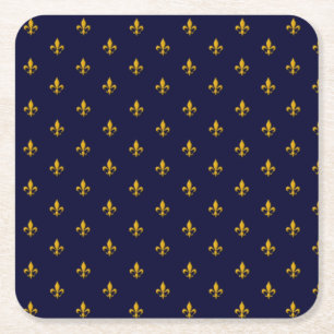Goldene Lilie über Navy Blue Rechteckiger Pappuntersetzer