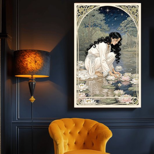 Goldene Lilien Art Nouveau Eleganz Poster