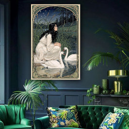 Goldene Lilien Art Nouveau Eleganz Poster