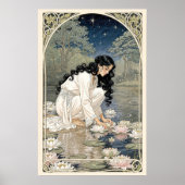 Goldene Lilien Art Nouveau Eleganz Poster (Vorne)