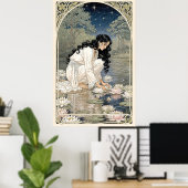 Goldene Lilien Art Nouveau Eleganz Poster (Heimbüro)