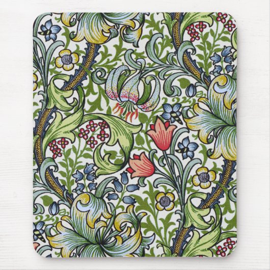 Goldene Lilien-Blumenchintz-Muster William Morriss Mousepad (Vorne)