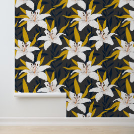 Goldene Lilien-Eleganz Tapete