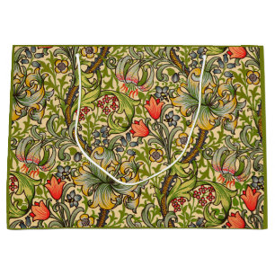 Goldene Lilien-Vintager Blumenentwurf Williams Große Geschenktüte