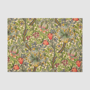 Goldene Lilien-Vintager Blumenentwurf Williams Seidenpapier