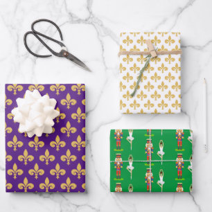 Goldene Lilienblumen, Nussknacker und Balletttänze Geschenkpapier Set