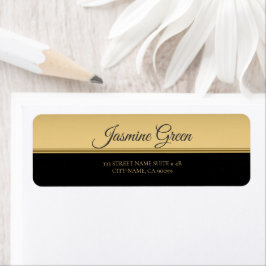 Goldene Linie auf dem schwarzen und goldenen Etike