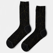 Goldene Linien auf schwarzem Hintergrund Socken (Linkes Detail)