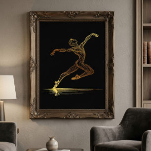 Goldene Linien Kunst Balletttänzer Elegante Illust Fotodruck