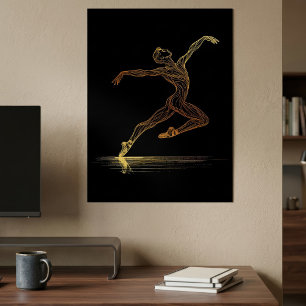 Goldene Linien Kunst Balletttänzer Elegante Illust Poster