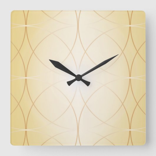 Goldene Linien Quadratische Wanduhr (Vorderseite)