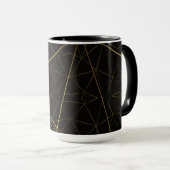 Goldene Linien Schwarz & Gold Tasse (VorderseiteRechts)