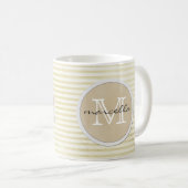 goldene Linien Streifen Hintergrund Monogramm Kaffeetasse (VorderseiteRechts)