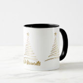 Goldene Linienkunst-Christbaum Tasse (VorderseiteRechts)