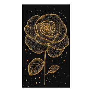 Goldene Linienkunst-Rose mit funkelnden Punkten Fotodruck