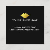 goldene Lippen auf schwarzem Schönheitsmakeup Quadratische Visitenkarte (Rückseite)