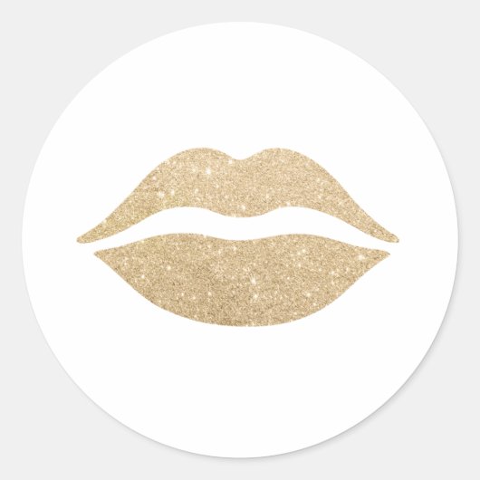 goldene Lippen für Glitzer Runder Aufkleber (Vorderseite)