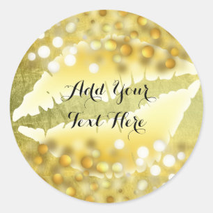 Goldene Lippen Konfetti Glitter Klassische Mode Sc Runder Aufkleber