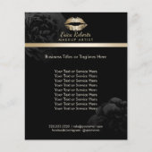 Goldene Lippen Schwarze Blumen Makeup Künstlerisch Flyer (Vorne)