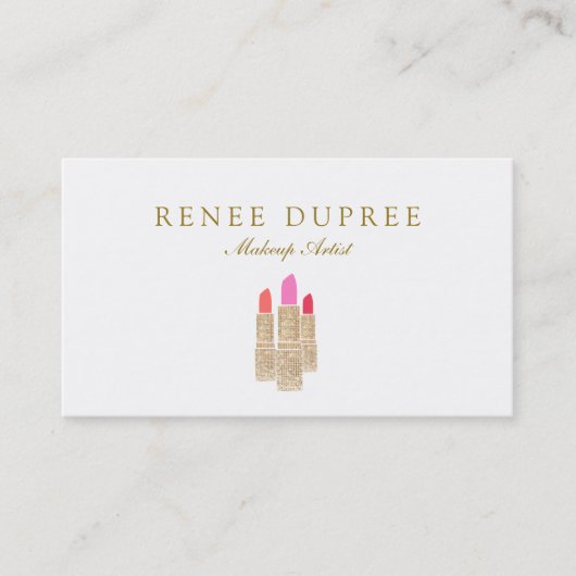 Goldene Lipstick Makeup Artist Beauty Salon Visitenkarte (Vorderseite)
