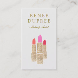 Goldene Lipstick Makeup Artist Beauty Salon Visitenkarte