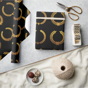 Goldene Lorbeer-Kranz-Geschenkpapier Geschenkpapier