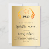 Goldene Lorbeerkranke 2025 Graduation Party Einladung (Vorderseite)