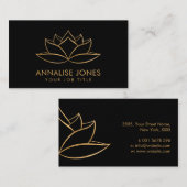 Goldene Lotus Blume Kunst Visitenkarte (Vorne/Hinten)