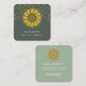 Goldene Lotus Blume Yoga Holistische Medizin Quadratische Visitenkarte (Vorne/Hinten)