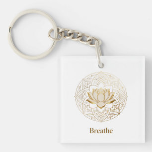 Goldene Lotus Mandala "Breathe" Yoga & Meditation  Schlüsselanhänger