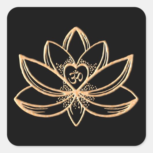 Goldene Lotus Quadratischer Aufkleber (Vorderseite)