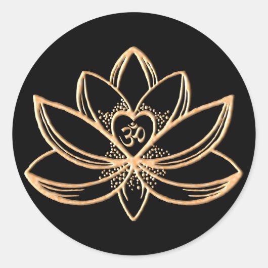 Goldene Lotus Runder Aufkleber (Vorderseite)