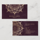 Goldene Lotus-Yogalehrerin Mandala Visitenkarte (Vorne/Hinten)